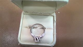 Lady's Diamond Solitaire Ring 17 Diamonds .53 Carat T.W. 14K White Gold 3.95g